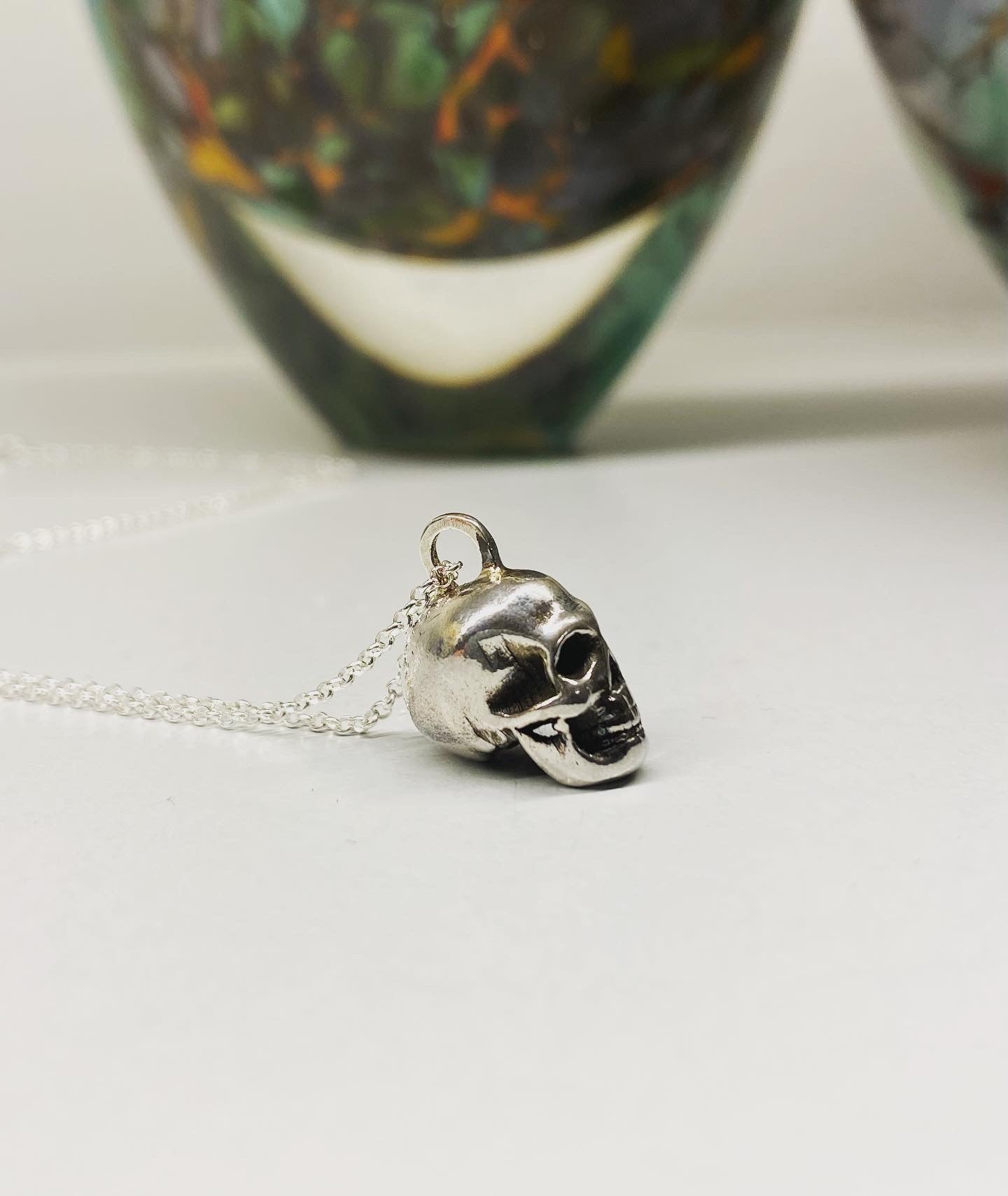 Sterling silver skull necklace