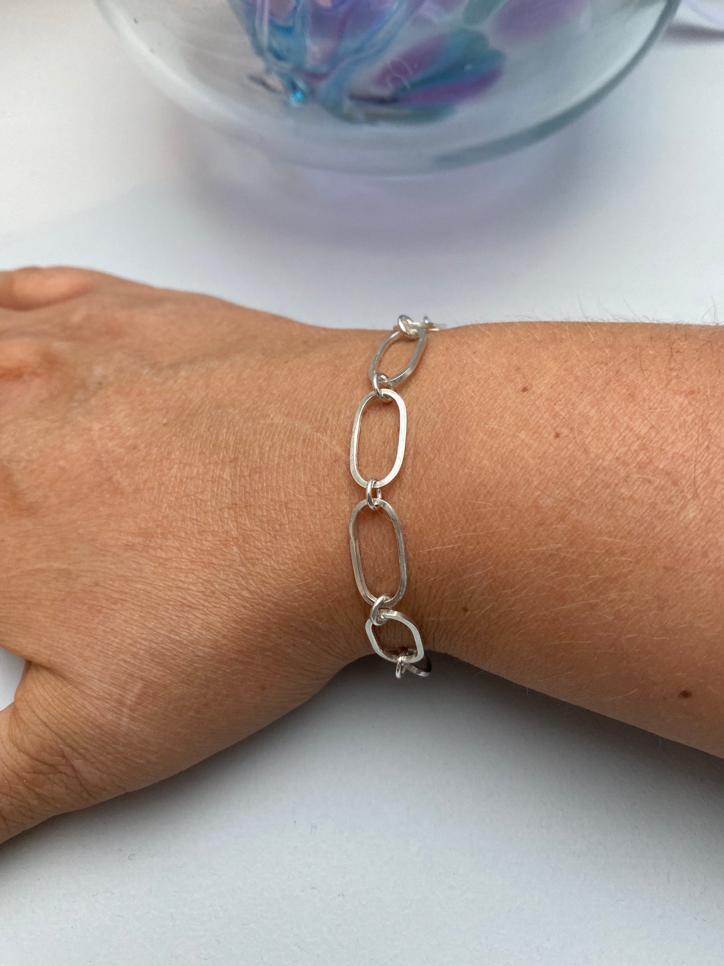 Eco silver paper clip bracelet
