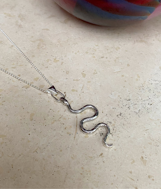Eco silver snake necklace