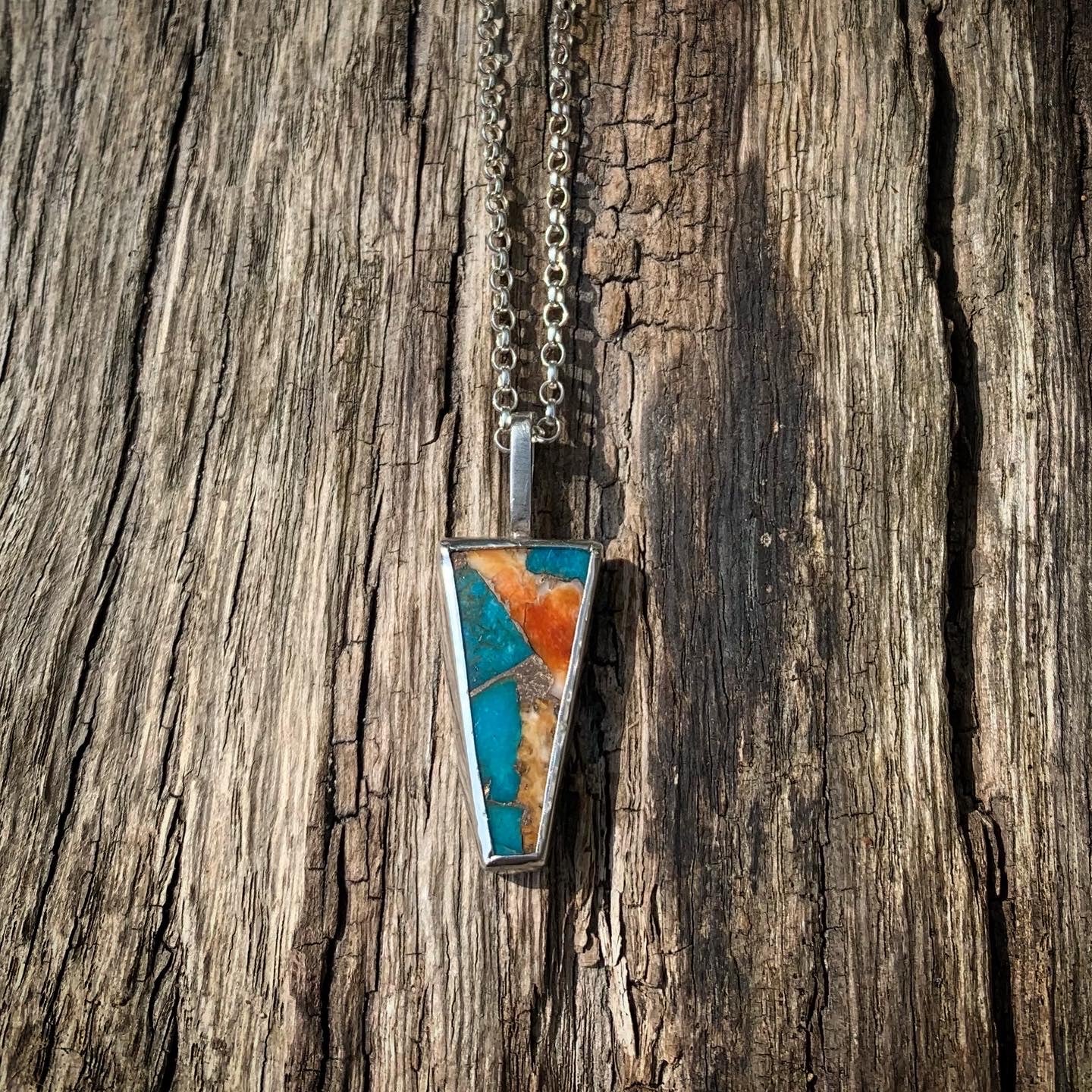 Spiny oyster turquoise pendant necklace