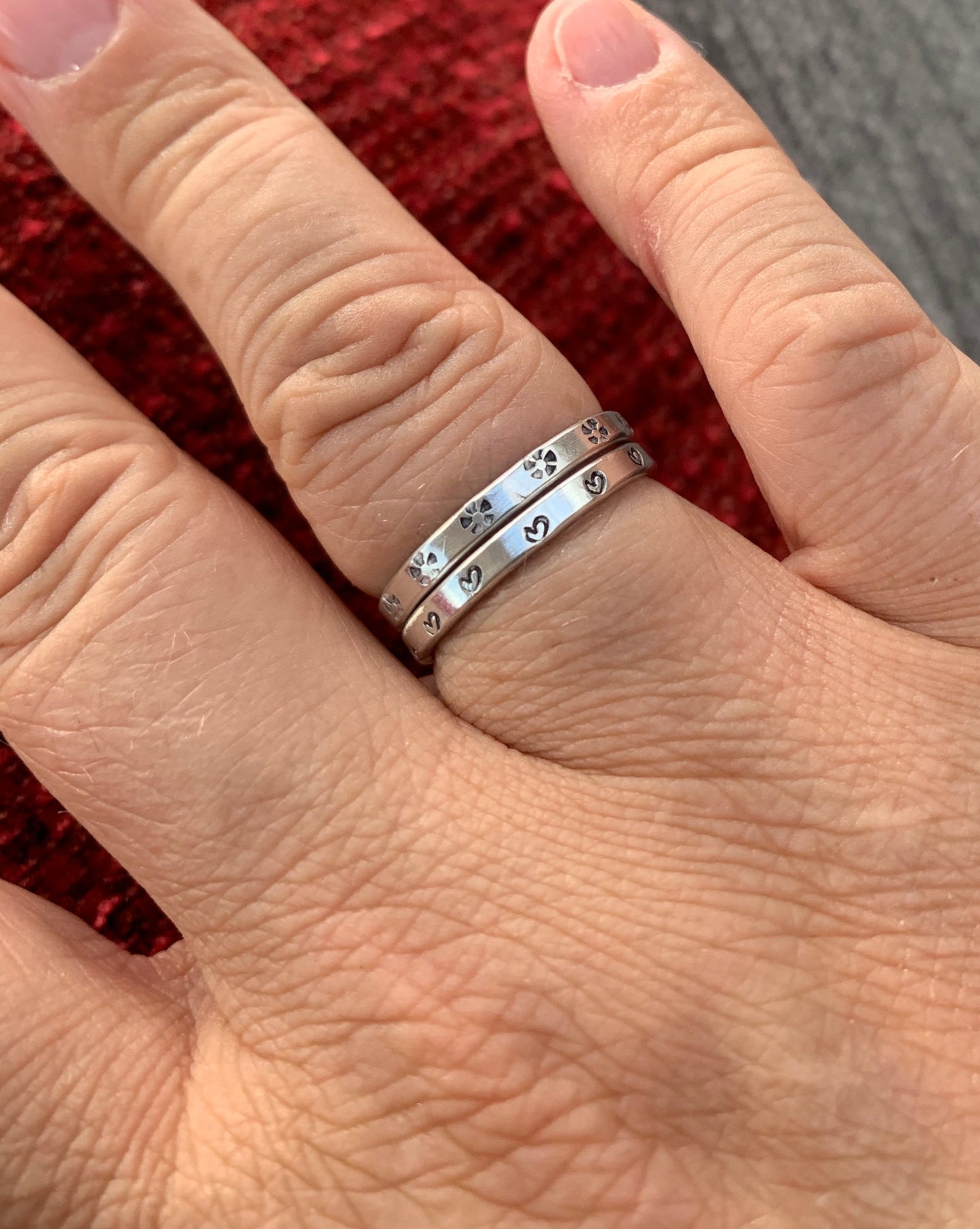 Sterling silver stamped stacking rings