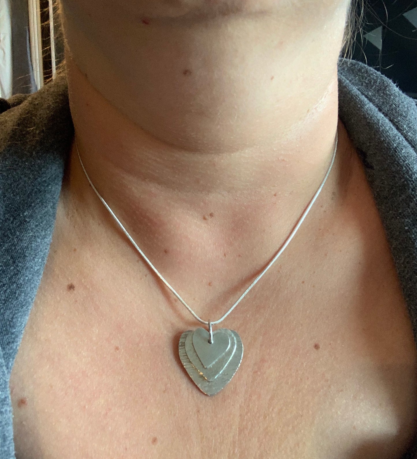 Sterling silver 3 heart necklace