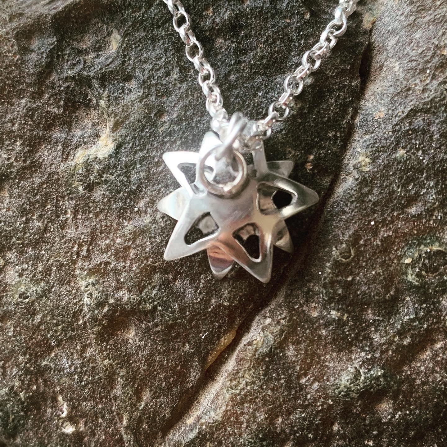 Sterling silver and Australian Opal flower pendant necklace