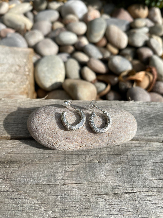 Eco sterling silver molten hoops