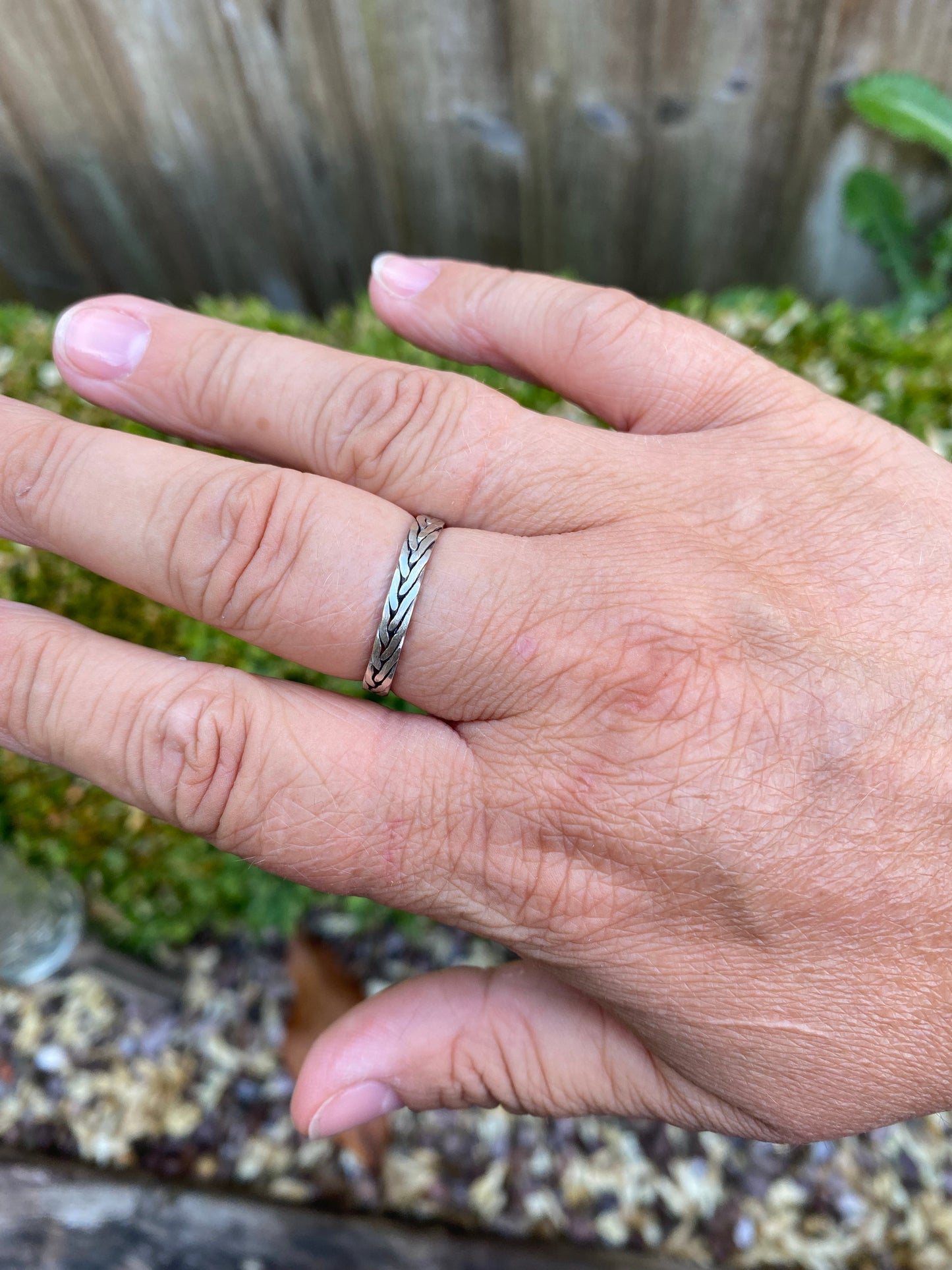 Eco Sterling Silver Braided sterling silver ring